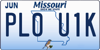 MO license plate PL0U1K