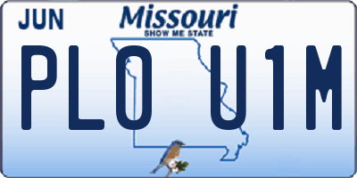 MO license plate PL0U1M
