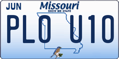 MO license plate PL0U1O