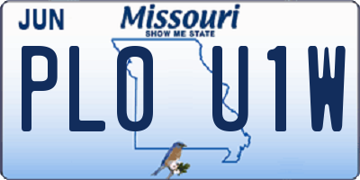 MO license plate PL0U1W