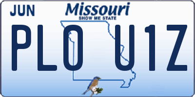MO license plate PL0U1Z
