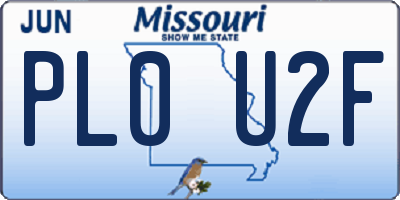 MO license plate PL0U2F