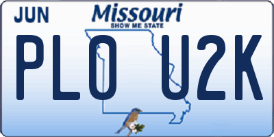 MO license plate PL0U2K