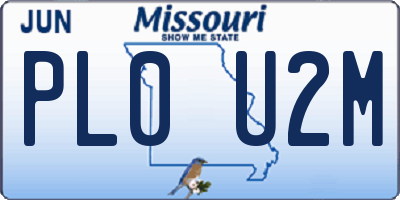 MO license plate PL0U2M