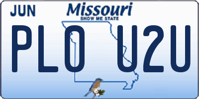 MO license plate PL0U2U
