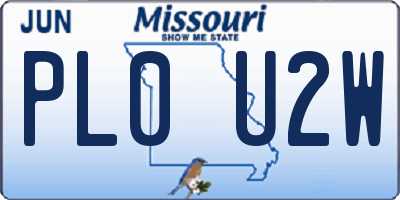 MO license plate PL0U2W