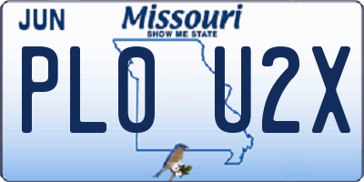 MO license plate PL0U2X