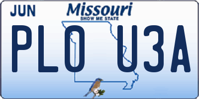 MO license plate PL0U3A