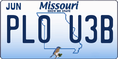 MO license plate PL0U3B