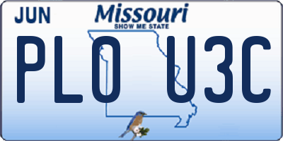 MO license plate PL0U3C
