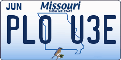 MO license plate PL0U3E