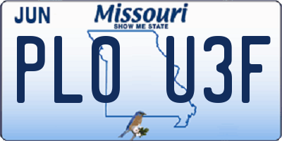 MO license plate PL0U3F