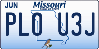 MO license plate PL0U3J