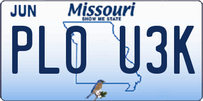 MO license plate PL0U3K