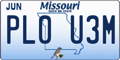 MO license plate PL0U3M