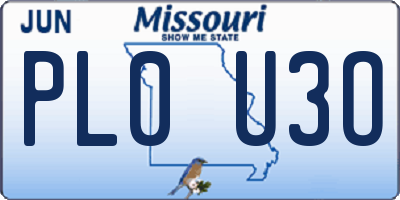 MO license plate PL0U3O