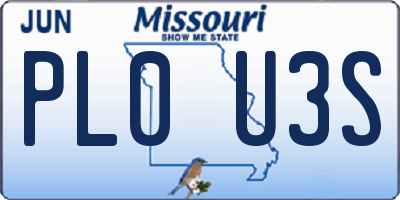 MO license plate PL0U3S