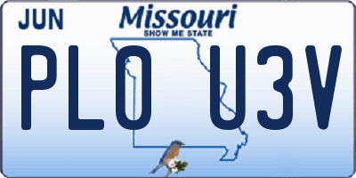 MO license plate PL0U3V