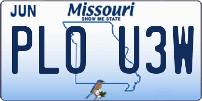 MO license plate PL0U3W