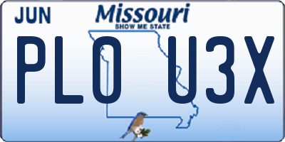 MO license plate PL0U3X