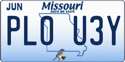 MO license plate PL0U3Y