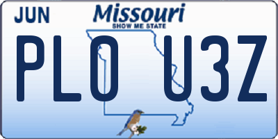 MO license plate PL0U3Z