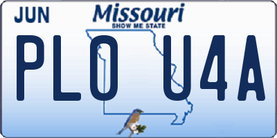 MO license plate PL0U4A