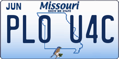 MO license plate PL0U4C