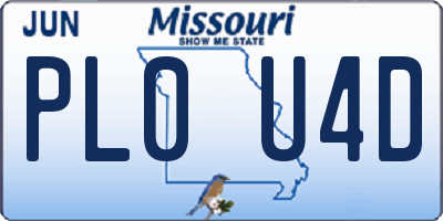 MO license plate PL0U4D