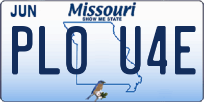 MO license plate PL0U4E