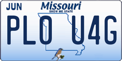 MO license plate PL0U4G