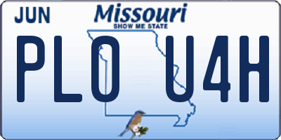 MO license plate PL0U4H