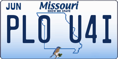 MO license plate PL0U4I