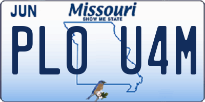 MO license plate PL0U4M