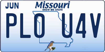 MO license plate PL0U4V