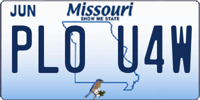 MO license plate PL0U4W