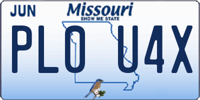 MO license plate PL0U4X