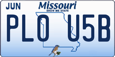 MO license plate PL0U5B