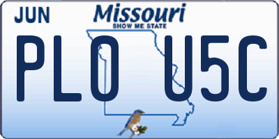 MO license plate PL0U5C