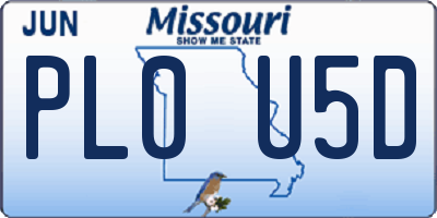 MO license plate PL0U5D