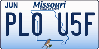 MO license plate PL0U5F