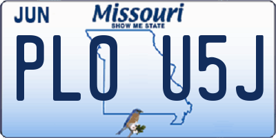 MO license plate PL0U5J