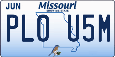 MO license plate PL0U5M