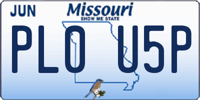MO license plate PL0U5P