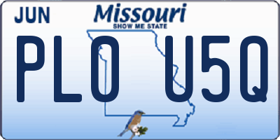 MO license plate PL0U5Q