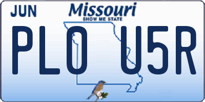 MO license plate PL0U5R