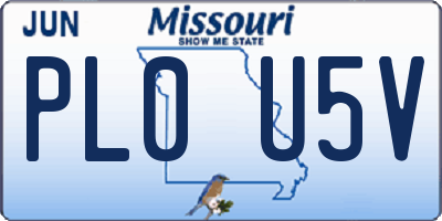 MO license plate PL0U5V