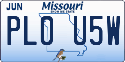 MO license plate PL0U5W