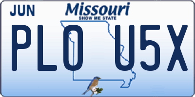 MO license plate PL0U5X