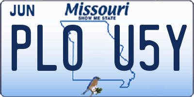 MO license plate PL0U5Y